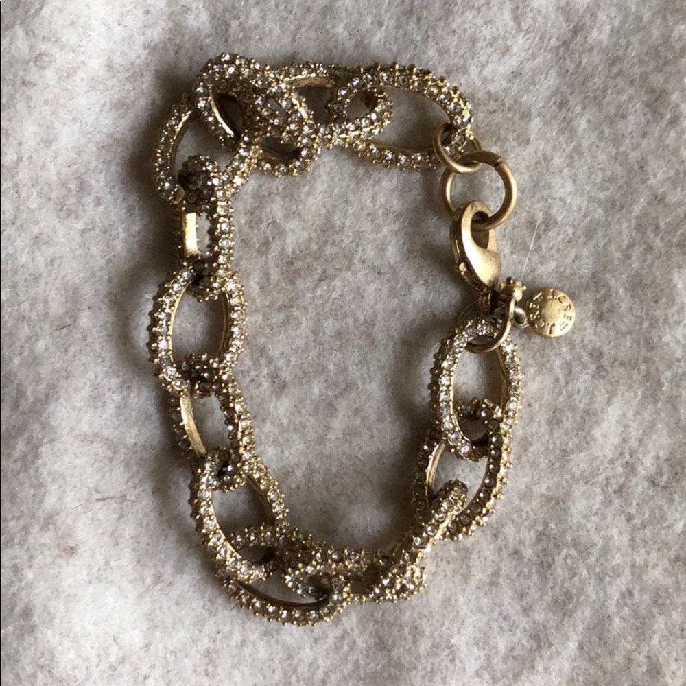 J Crew gold and crystal link bracelet